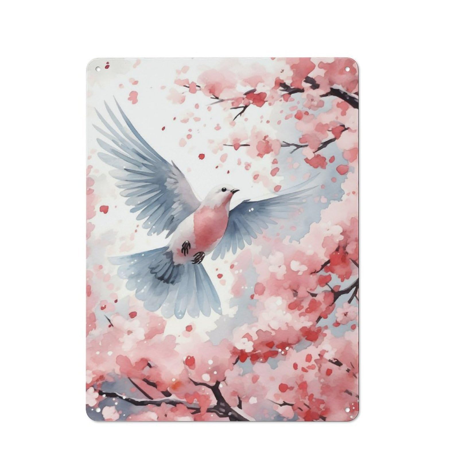 Junmoney Dove Cherry Blossom Metal Plaque 40X30cm With For Hallway Wall, Retro Decor, For Wall Display Collectors