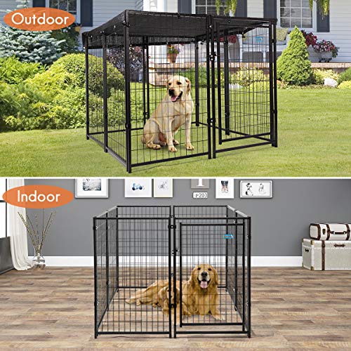 JAXPETY 47”H Large Dog Pens 8-Piece Pet Playpen Outdoor & Indoor, Heavy-Duty Metal Fence Puppy Play Crates Dog Kennels Enclosure, Black