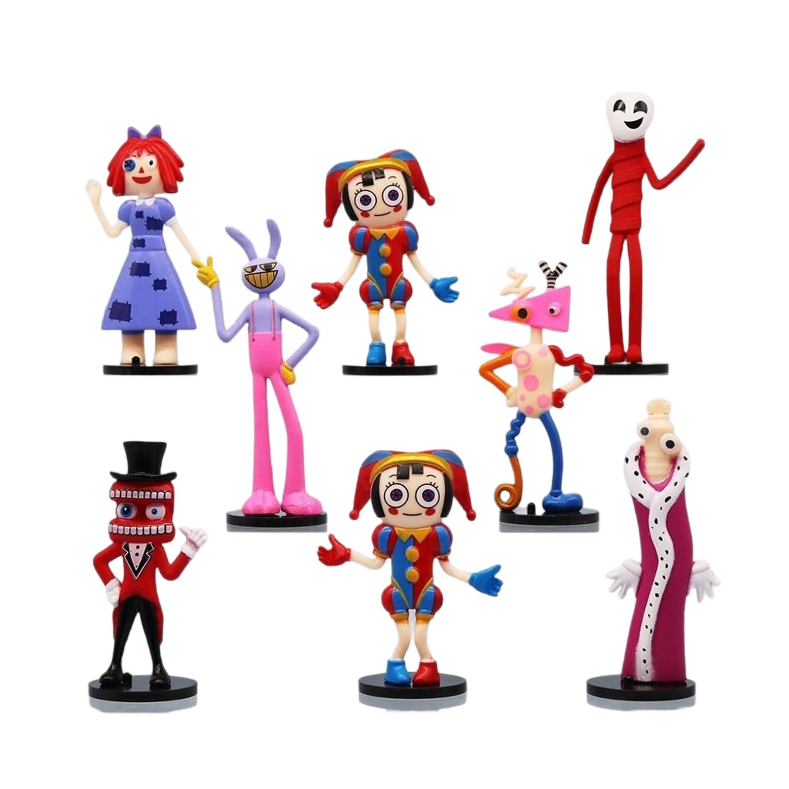 8PCS Cartoon Circus Character Circus Merch Cartoon Action Figure Toy Set Collectible Figurine with Accessories Themed Character Playset Gift for Kids Boys Girls — image 1