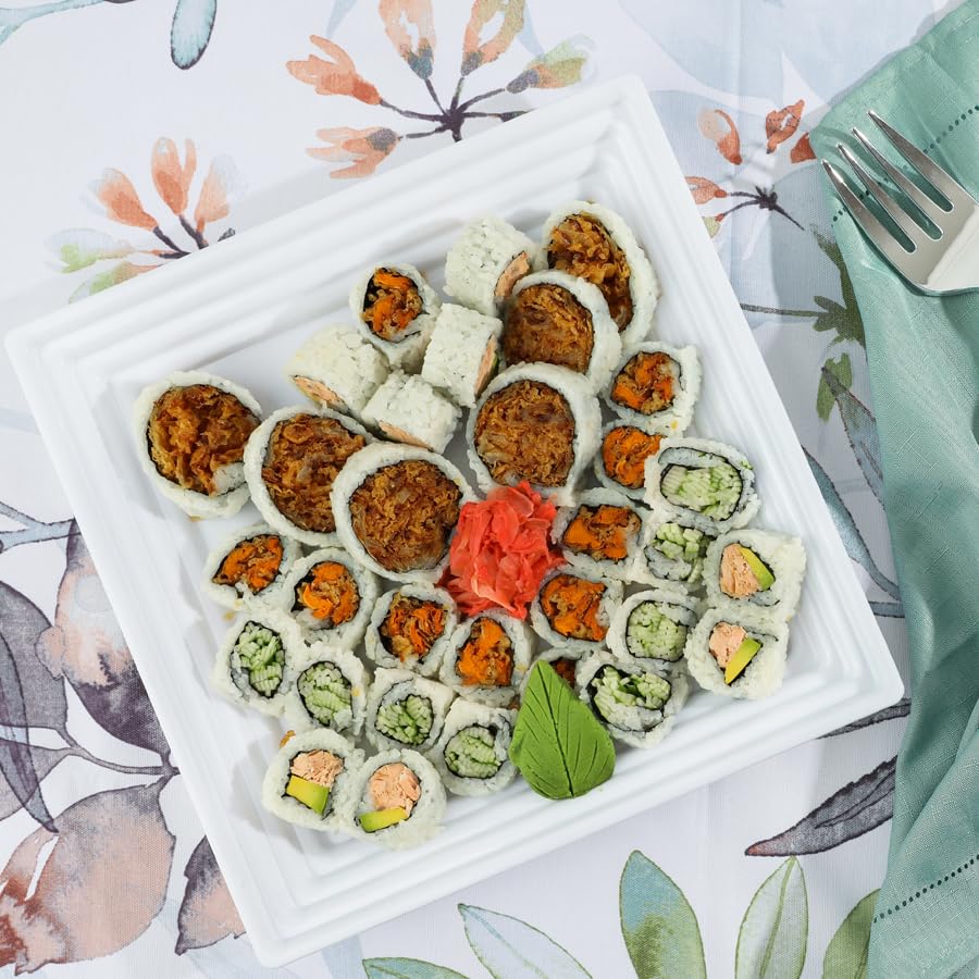 Miniatura 2 de Blue Sky Bandeja cuadrada de plástico blanco nivelado  12 x 12, 1 unidad - Plato de fiesta elegante y duradero