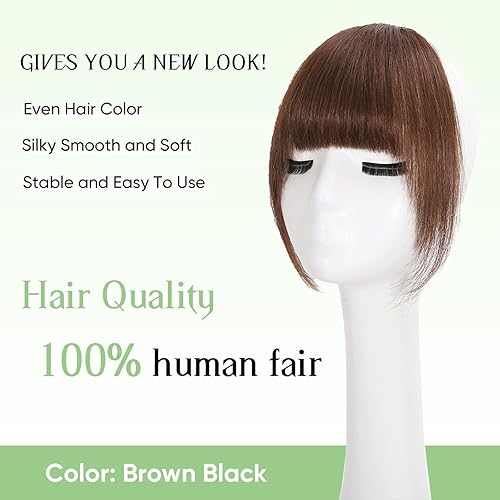 Miniatura 8 de EBENK Flequillo 100% humano  Flequillo de clip de 0.44 oz con sienes, flequillo sintético, extensiones de cabello fáciles, flequillo francés,