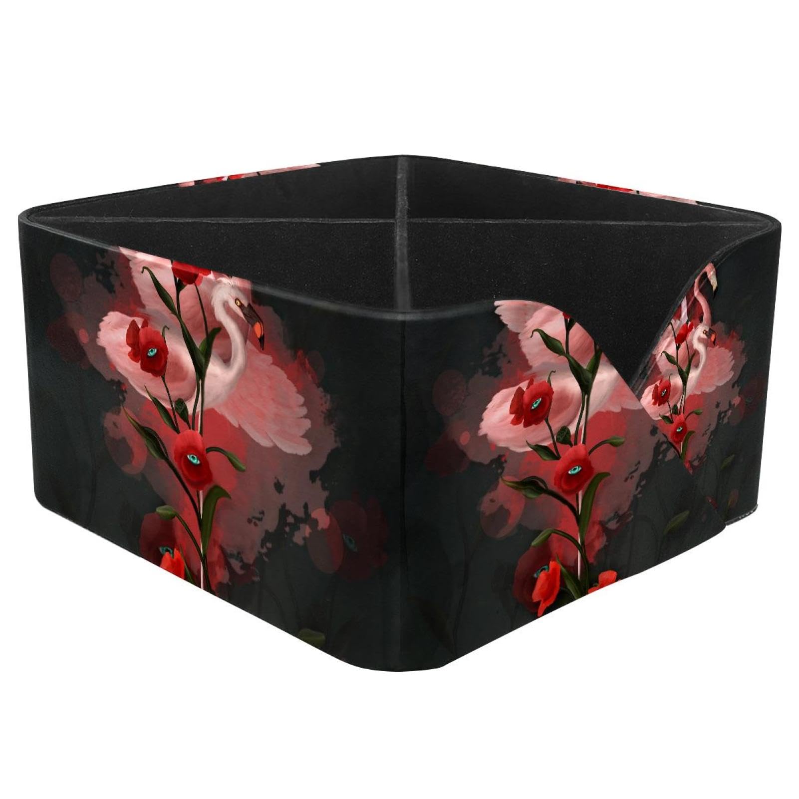 KengjuTesu Flamingos Poppies Desktop Organizer Pen Holder, Rectangular Pencil Cup for Office, Study and Makeup Stations