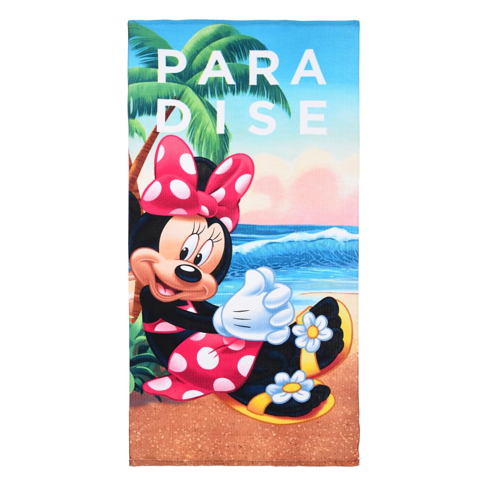 CARTOON Disney Minnie Beach Towel Microfibre Polyester for Children 240gsm Size 70 x 140 cm Beach Pool