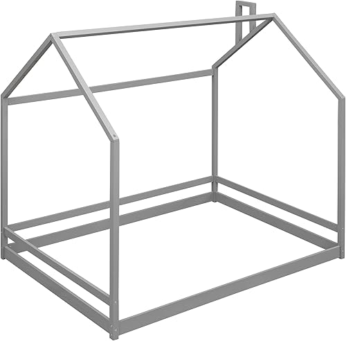 Miniatura 32 de P PURLOVE Marco de cama Montessori de tamaño individual para niñas, niños, marco de cama Montessori individual con techo, sin listones