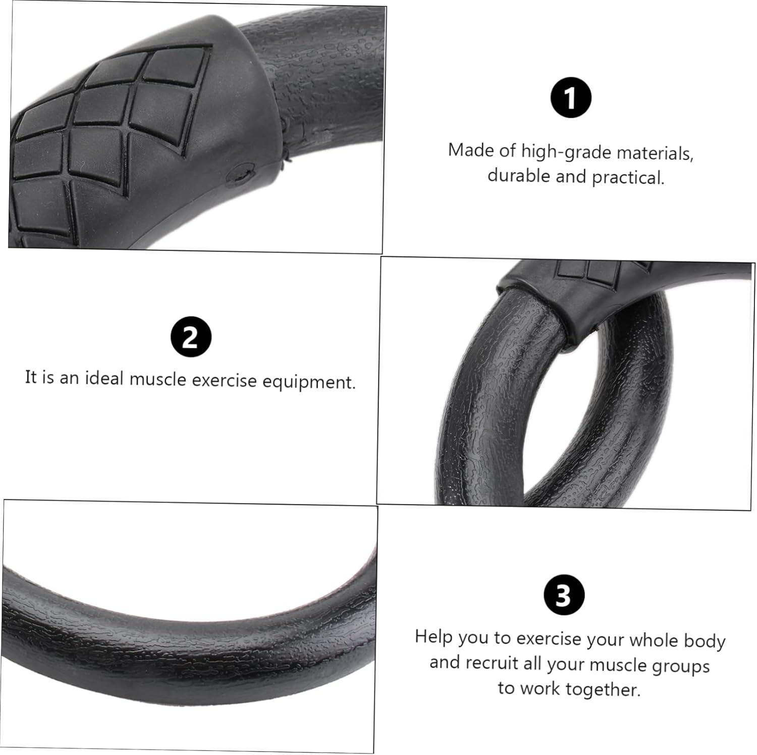 BESTonZON 1Pair Abs Gymnastic Rings Fitness Rings for Full Body Workouts Straps for Home Use Durable Material for Muscle Training Posture Flexibility Black