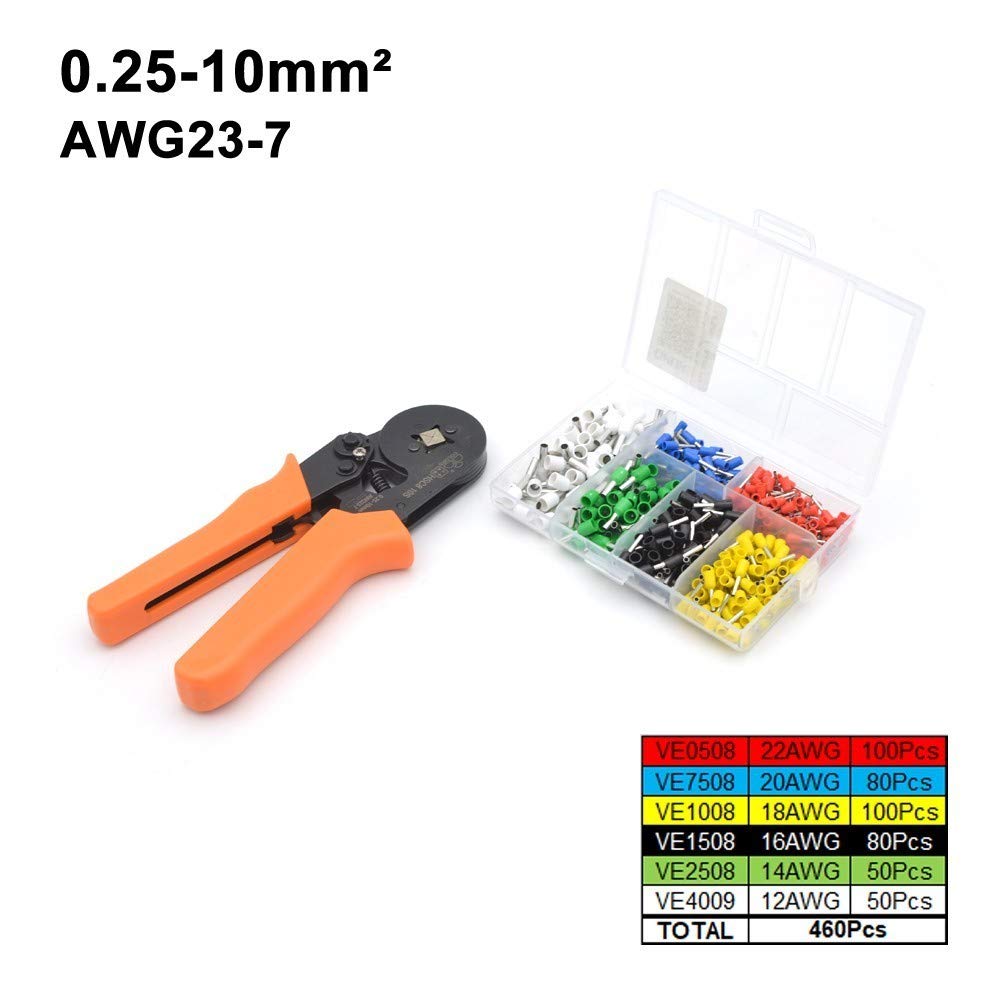 CUCU RANERN 6-6 0.25-6Mm 23-10AWG Hexagon & 10S 0.25-10Mm 23-7AWG Quadrilateral Tube Bootlace Terminal Crimping Pliers Crimp Hand Tools HSC8 10S Set