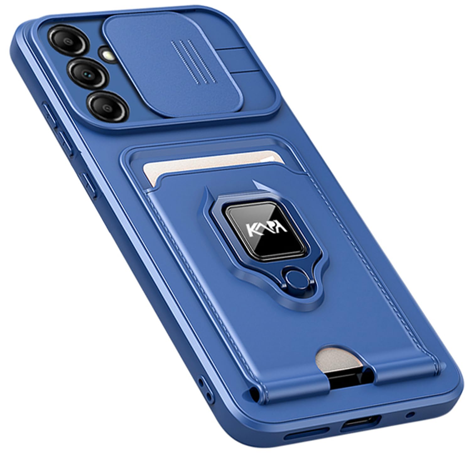 Kapa Bisen Back Cover for Samsung Galaxy A35 (5G) | Inbuilt Camera Slider Ring Stand and Card Pocket Shockproof Slim Bumper Back Case (Blue) (B0D2D91PY9) Amazon Price History, Amazon Price Tracker