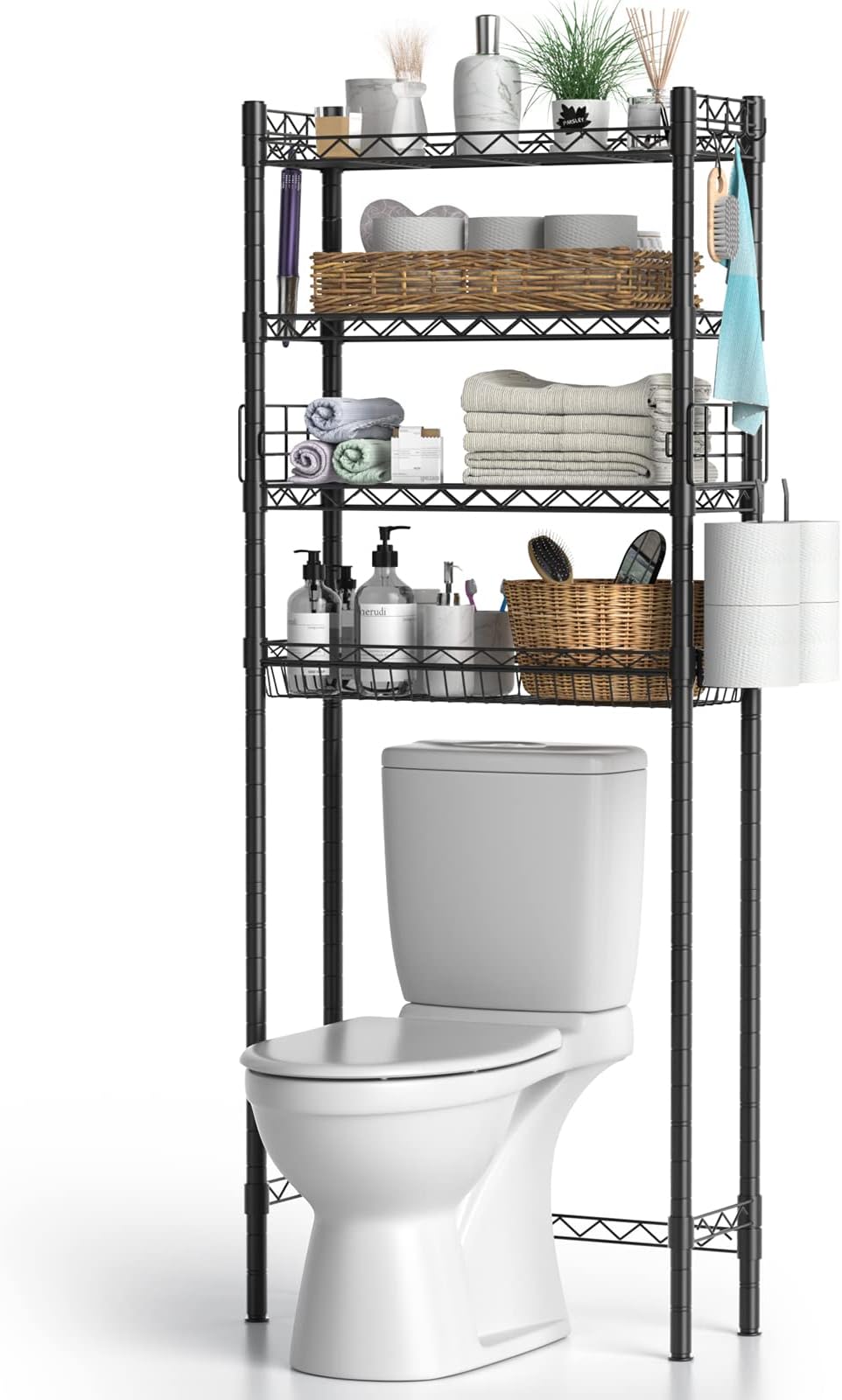 Amazon.com: ALLZONE Bathroom Organizer, Over The Toilet Storage, 4-Tier ...