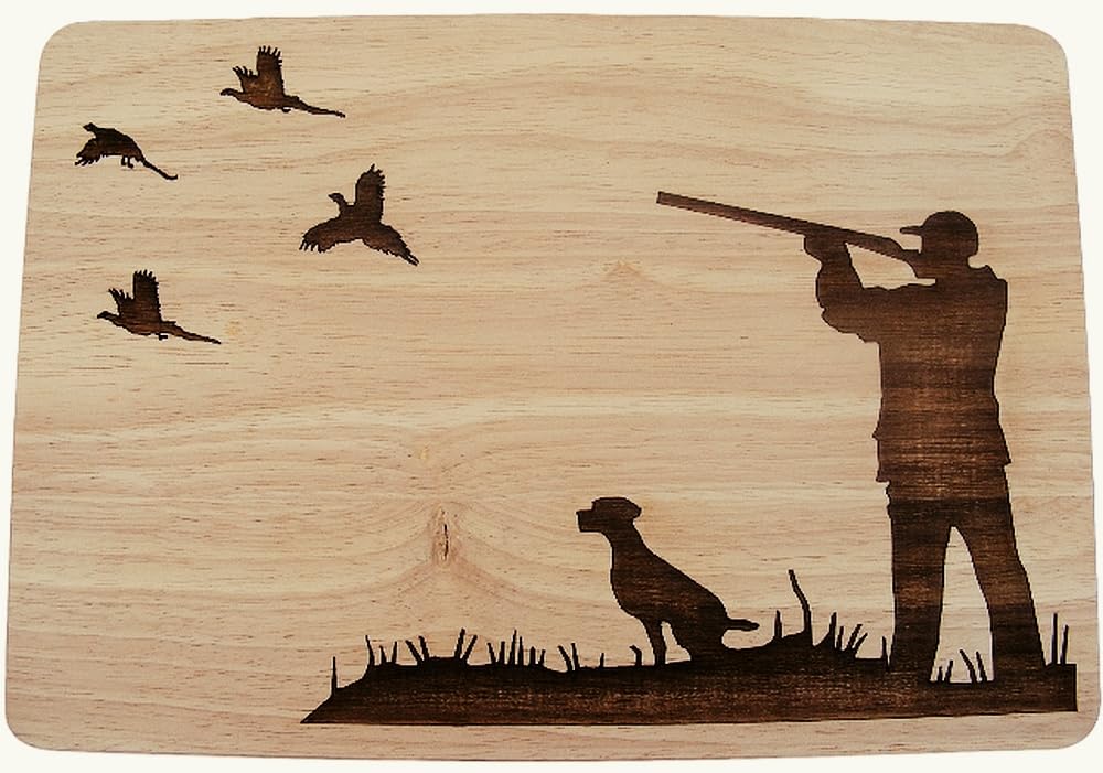 Hunting GROUSE Shooting Country Shotgun Gift IDEA Hardwood Wooden Chopping Cutting Cheese Board Place MAT (Premium Hardwood 30x20x1.5 cm)