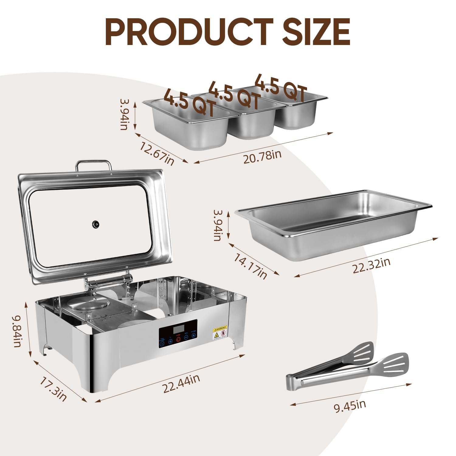 Juego de platos de trituración eléctricos: plancha de acero inoxidable con control de temperatura (tercer tamaño)