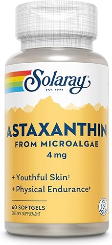 SOLARAY Astaxantina 4 mg | Antioxidante | Ojo saludable, piel, función cardiovascular y apoyo articular | 60 cápsulas blandas