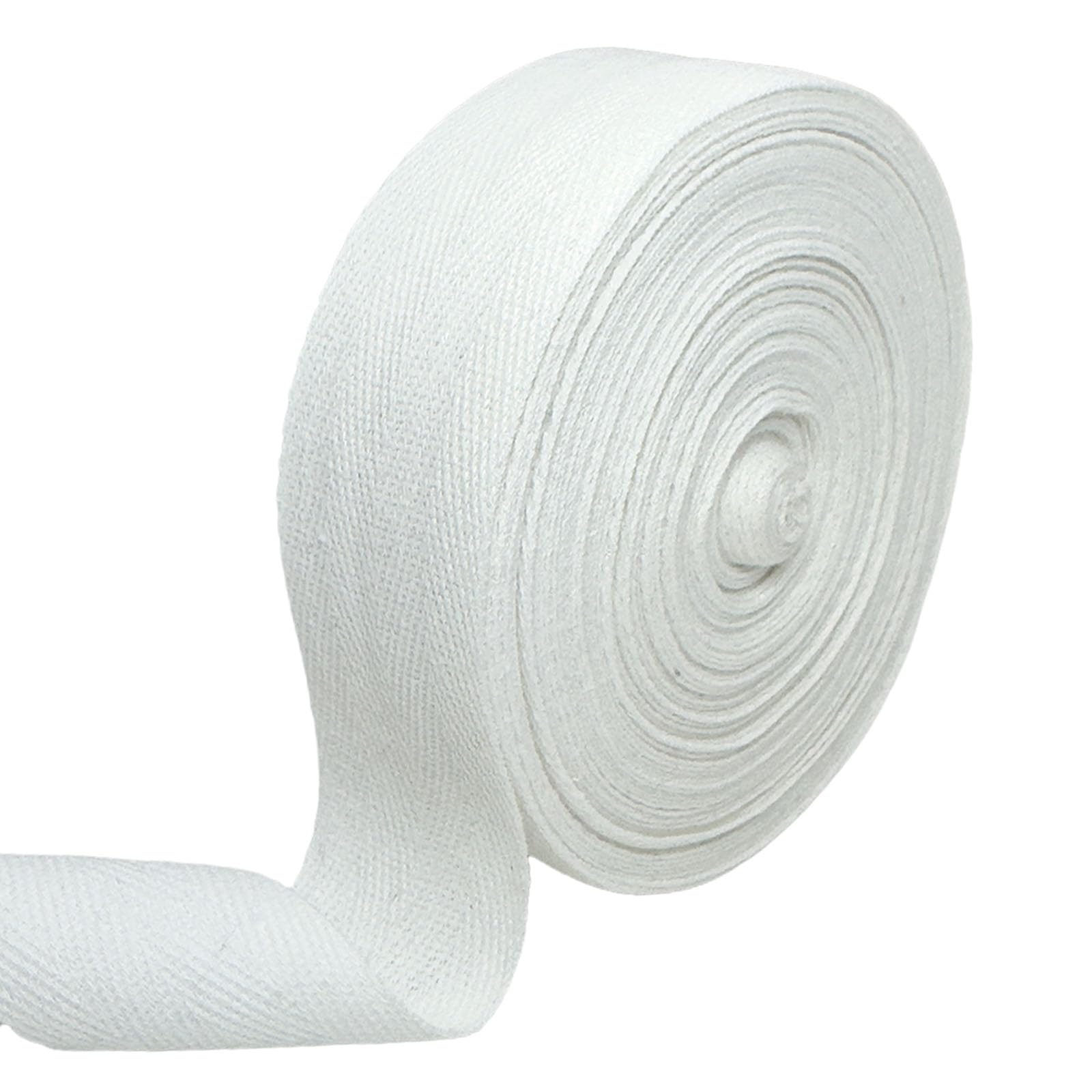 Photo 1 of 1 1/2 Inch Soft Herringbone Twill Tape Trim - 20 Yards Roll, Natural Cotton Binding Ribbon for Sewing, Knit Fabrics, Gift Wrapping, DIY Crafts (White)