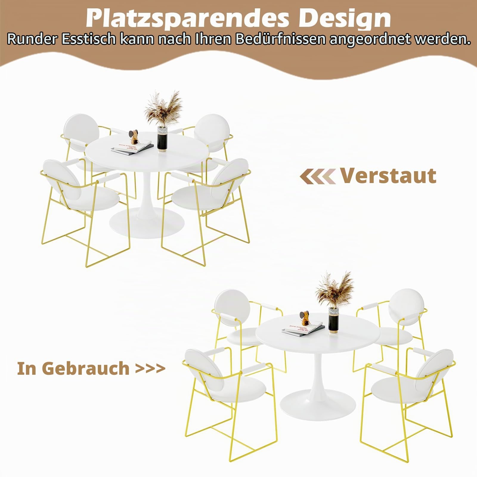Esstisch Rund, Runder Esstisch Ø 80 cm, Moderner Verhandeln Tisch Küchentisch Esszimmertisch für Küche, Esszimmer, Wohnzimmer und Büro