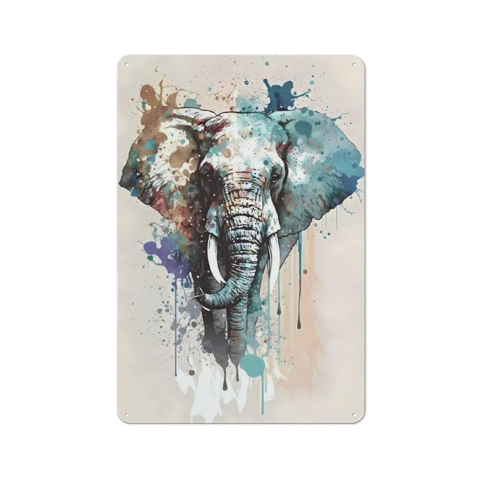 Junmoney Elephant Vintage-Inspired Tin Sign 30X20cm For Café Or Restaurant, For Cooler-Month Interiors With Vintage Character