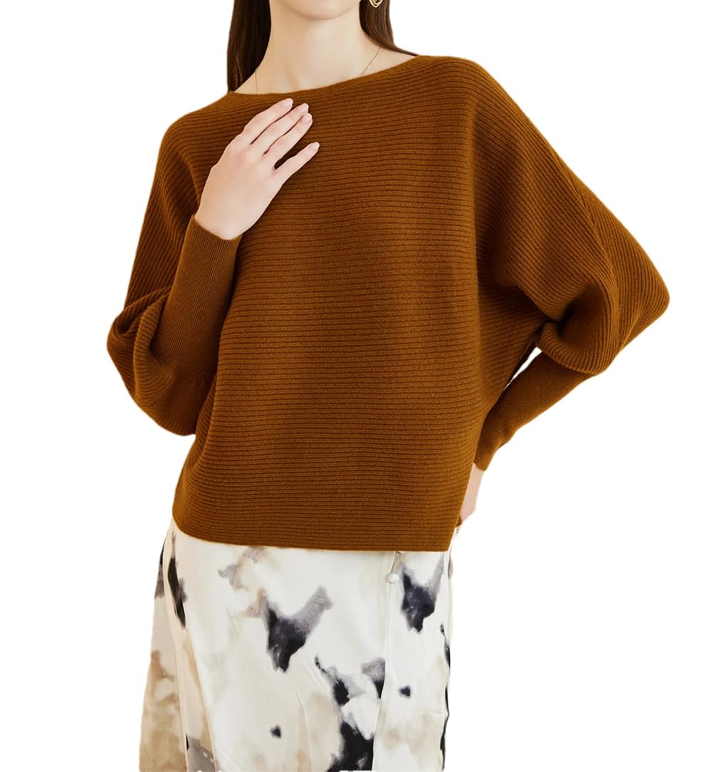 Maglione da donna in lana autunno e inverno caldo ala pipistrello manica lunga pullover lavorato a maglia