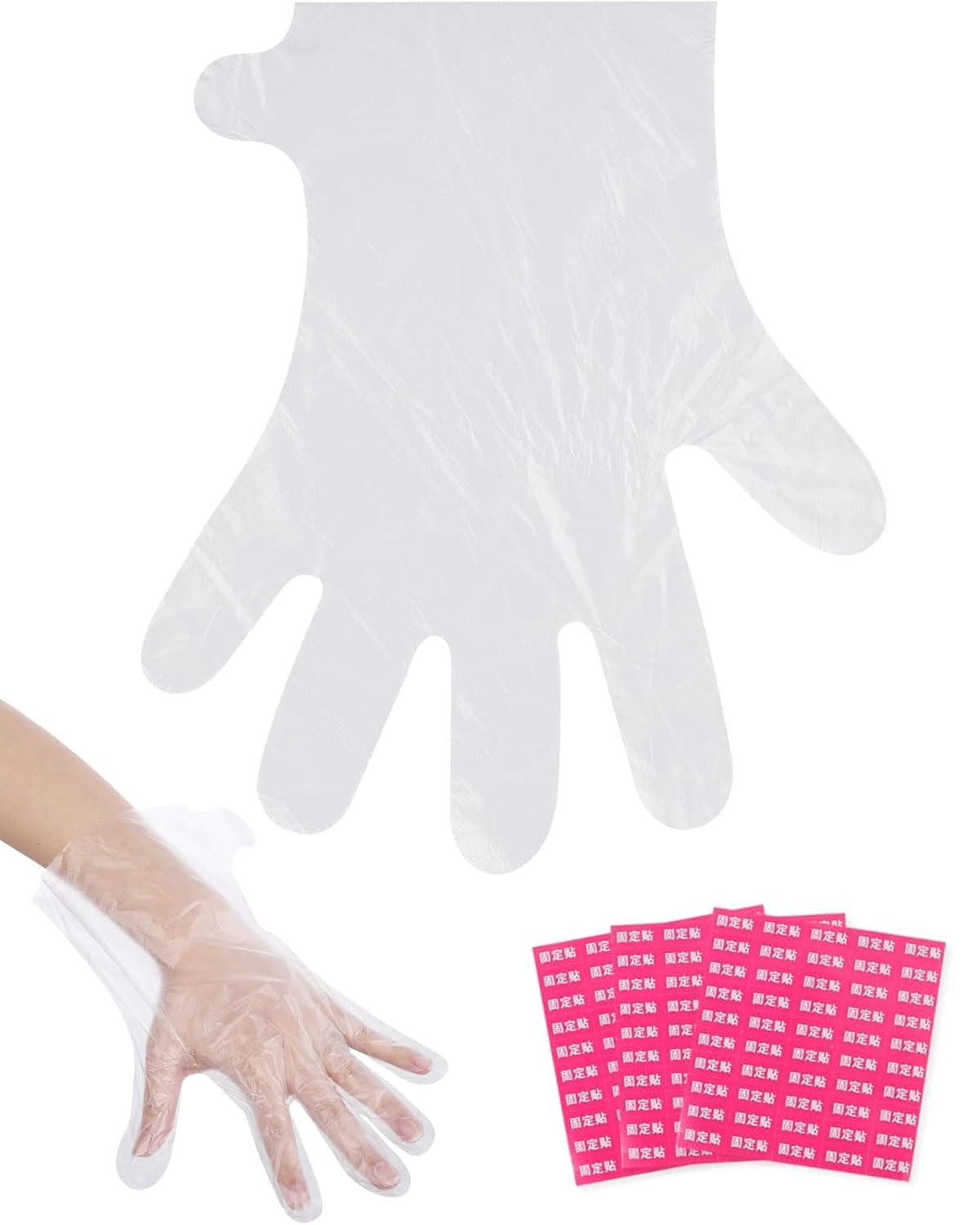 100 pcs guanti in paraffina,inserti per i tamponi del bagno di paraffina, guanti in plastica trasparente per il trattamento con cera a caldo del salone di colorazione dei capelli