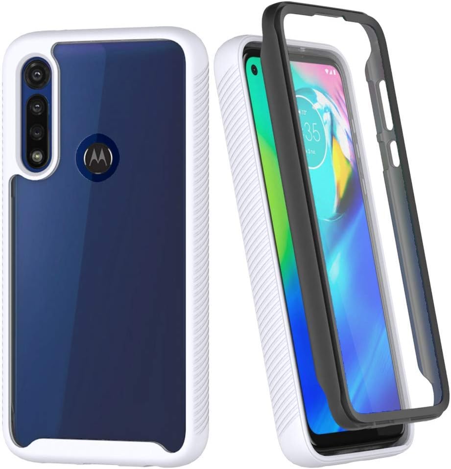 ONOLA Designed for Moto G Power 2020 Case,Three Defense Built-in Screen Protector Crystal Clear Full Body Fit Cover for Motorola G Power Phone (White)