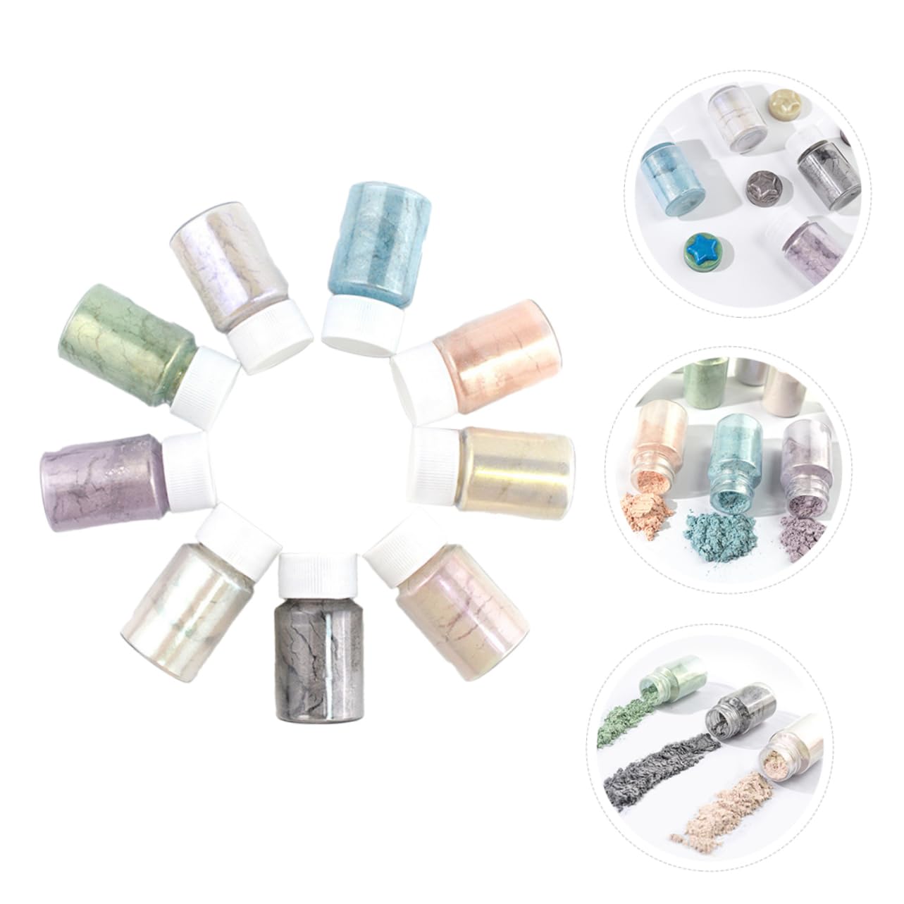 TEHAUX 18stücke Teiliges Set Kosmetischer Mica-pigmentpulver Strahlende Farben Für -make-up Nail Art Und Kreative Projekte Schimmernden Farbtönen Handgefertigte Anwendungen