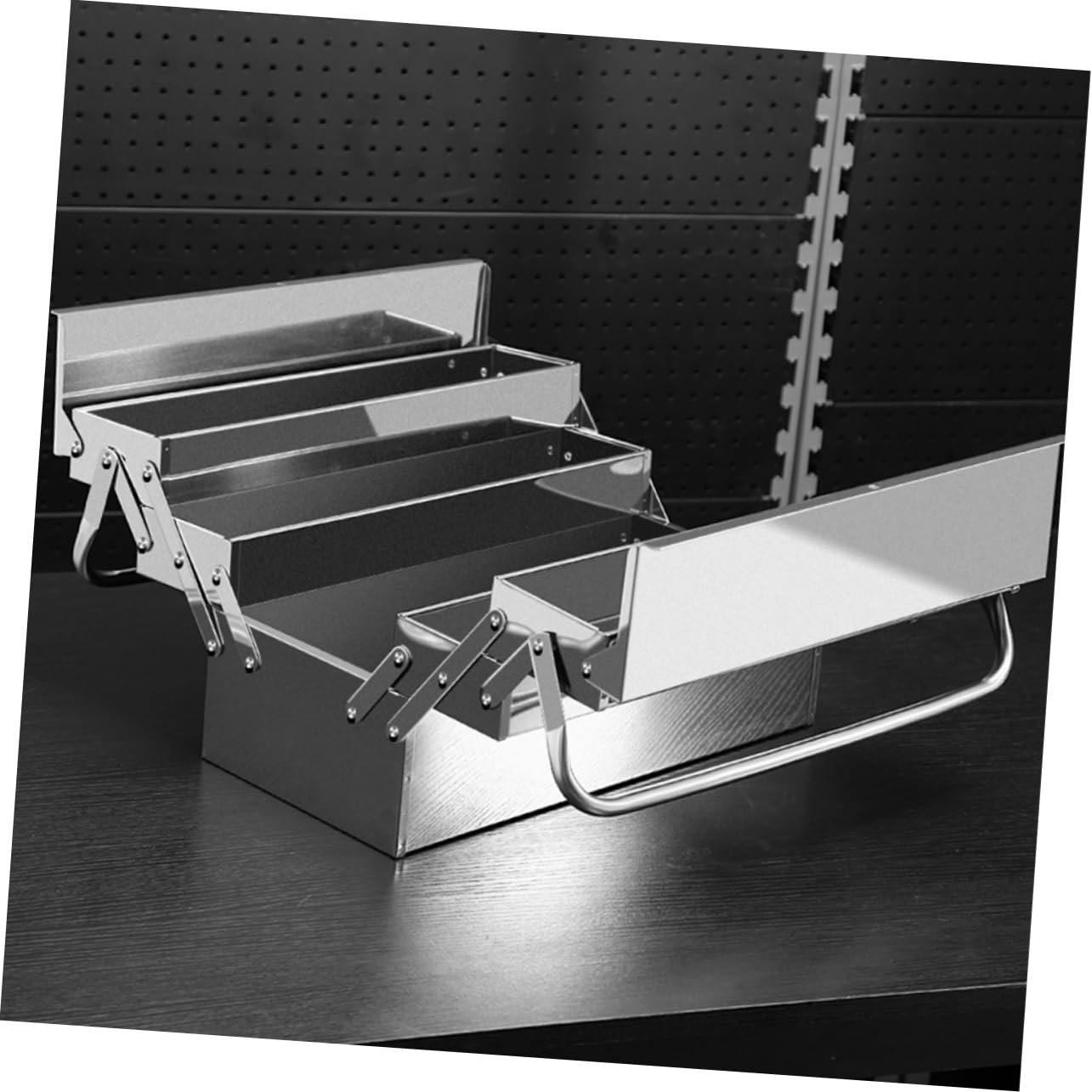 Cassetta Portautensili in Acciaio, Inox Cassetta Degli Attrezzi, Cassetta Portautensili in Alluminio Con Maniglia, 35,50x20,00x15,00cm