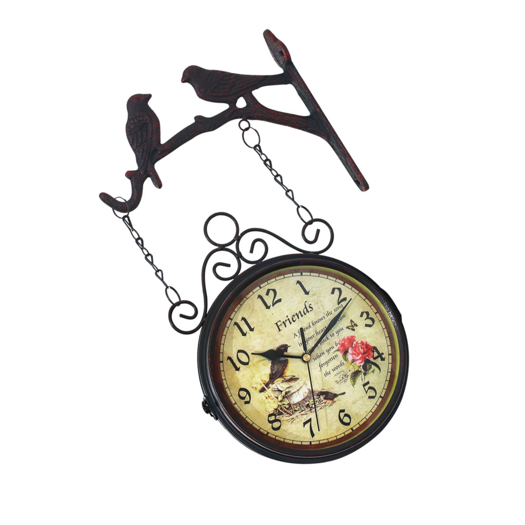 Cabilock Reloj de Pared de Doble Cara Silencioso sin Batería Diseño Original y Material de Hierro para Dormitorio o Bar Decorativo y Funcional