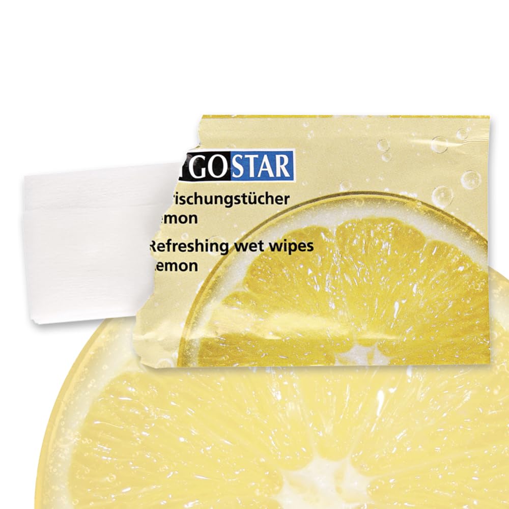 400 Stück Hygostar Erfrischungstücher Lemon | Viskose/PES, weiß, L: 25cm, B: 11cm, Erfrischungstücher, Reinigungstüchern, Feuchttücher