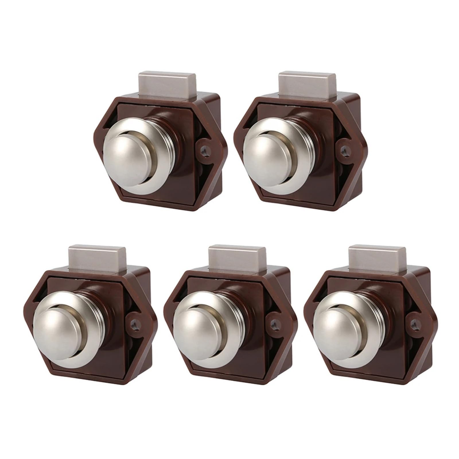 Boutons de verrouillage marrons pour meuble de camping-car et bateau en lot de 5 pièces