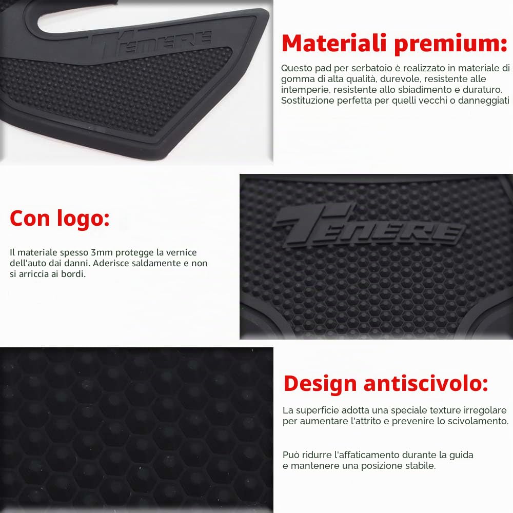 Accessori per moto Protezione laterale antiscivolo impermeabile per serbatoio Adesivo in gomma 3CM per Tenere 700 Rally 2025 Tenere 700
