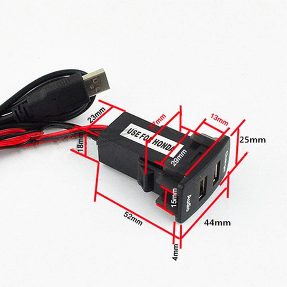 VIGORWORK Special Dedicated Car 5V 2.1A USB Interface Socket Charger and USB Audio Input Socket Use for Honda 43x25mm
