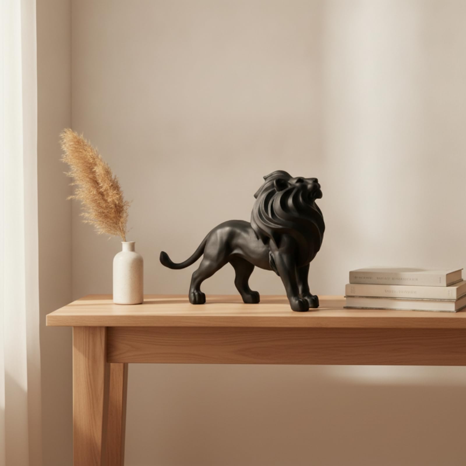 Escultura León Mate Figura León Artística coración para Oficina, Recibidor