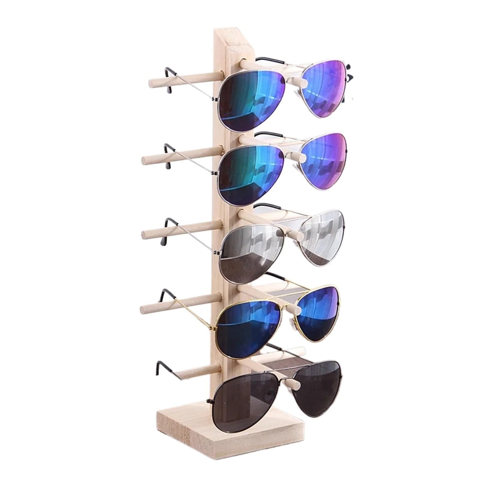 WWYYZAYC Multi Layers Wood Sunglass Display Rack Shelf Eyeglasses Show Stand Jewelry Holder For Pairs Glasses Showcase(5 LAYER)