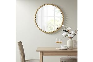 Madison Park Signature Wall Décor Marlowe Metal Spherical Frame Round MIrror