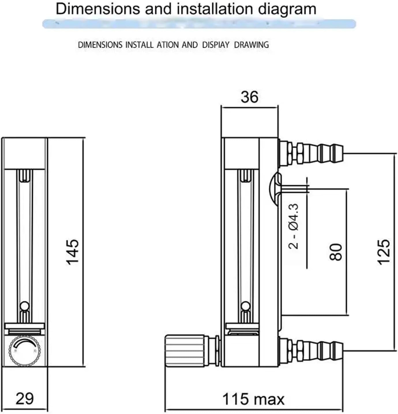 1PC Intuitive float flowmeter with valve DK800 pagoda hose 6 8 10mm high borosilicate glass liquid gas(DK800-4 4F-6)