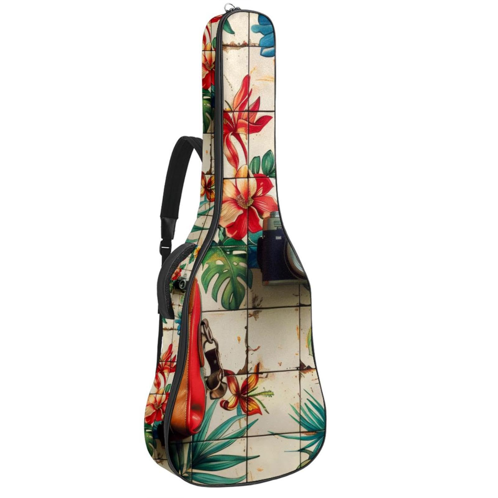 Akustikgitarre Tasche, wasserdichte Gigbag mit mehreren Taschen, für 40/41/42 Zoll Akustikgitarre, Koffer und Kamera, mehrfarbig, 42.9x16.9x4.7 in, Gitarrentasche