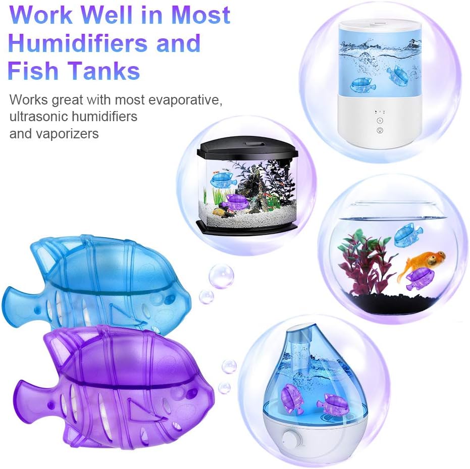 ANYHOW 12 Pack Humidifier Cleaner, Universal Humidifier Tank Cleaner Fish Compatible with Warm & Cool Mist Humidifiers, Fish Tank, and Most Mumidifier (Purple and Blue) : Appliances