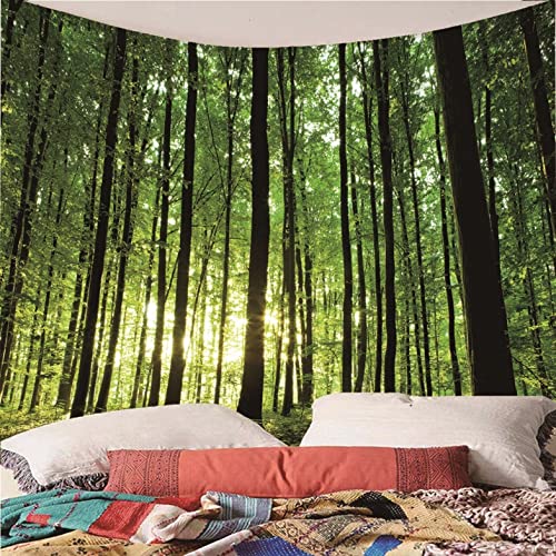Unzye Wall Cloth Mural Large Wall Tapestry Nature Sunlight Forest Men Tapestry Trippy Tapestry Trippy For Bedroom Green Wall Hanging Blanket Fabric Art Decorations 300X250Cm #TOP1