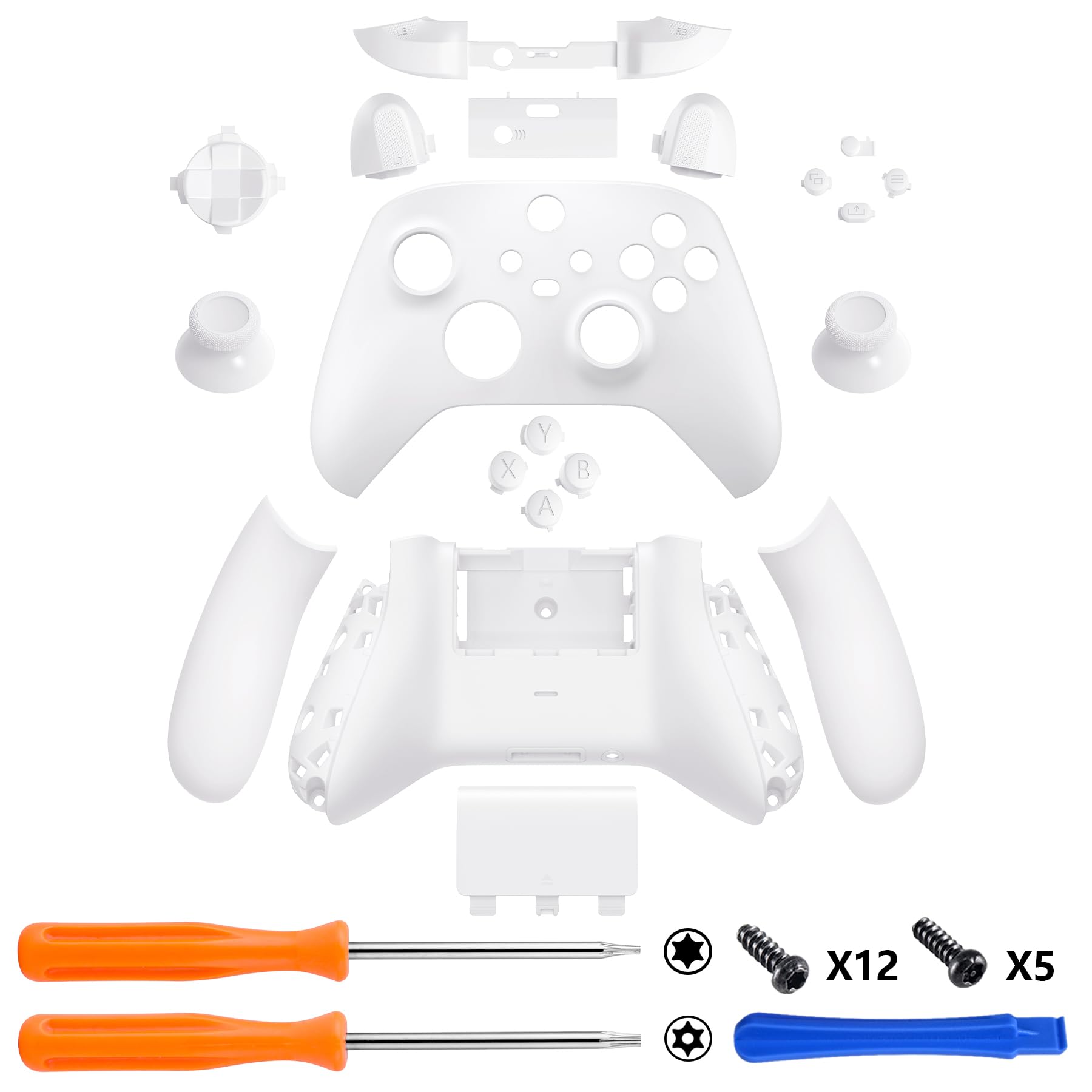 eXtremeRate Coque de Remplacement avec Bouton Complet pour Xbox Series X/S, Coque Avant Arrière avec Bouton Customisé pour Xbox Series X/S Manette, Blanc