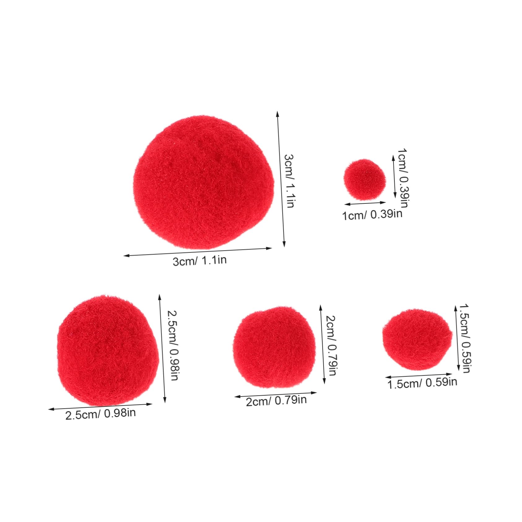 SEWACC 500 Rote Pompons zum Basteln Flauschige Selbstgemacht Bastelbälle in 10–30mm für Kreative Projekte