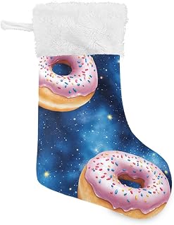 Donuts Blue Star Spaces Christmas Stocking Huge Stocking 18 Inches Holiday Decorations Hanging Ornaments for Family Party
