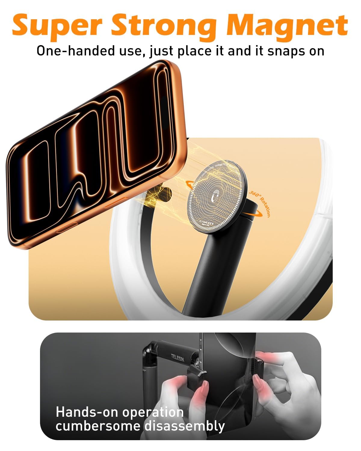 CloudValley 10" Magnet Ringlicht mit 76" Stativ, Handy Stativ mit 5000mAh wiederaufladbarem Licht, Faltbare tragbare LED Leuchte mit 3 Modi & 10 Helligkeitsstufen für Make-up, Selfies, TikTok