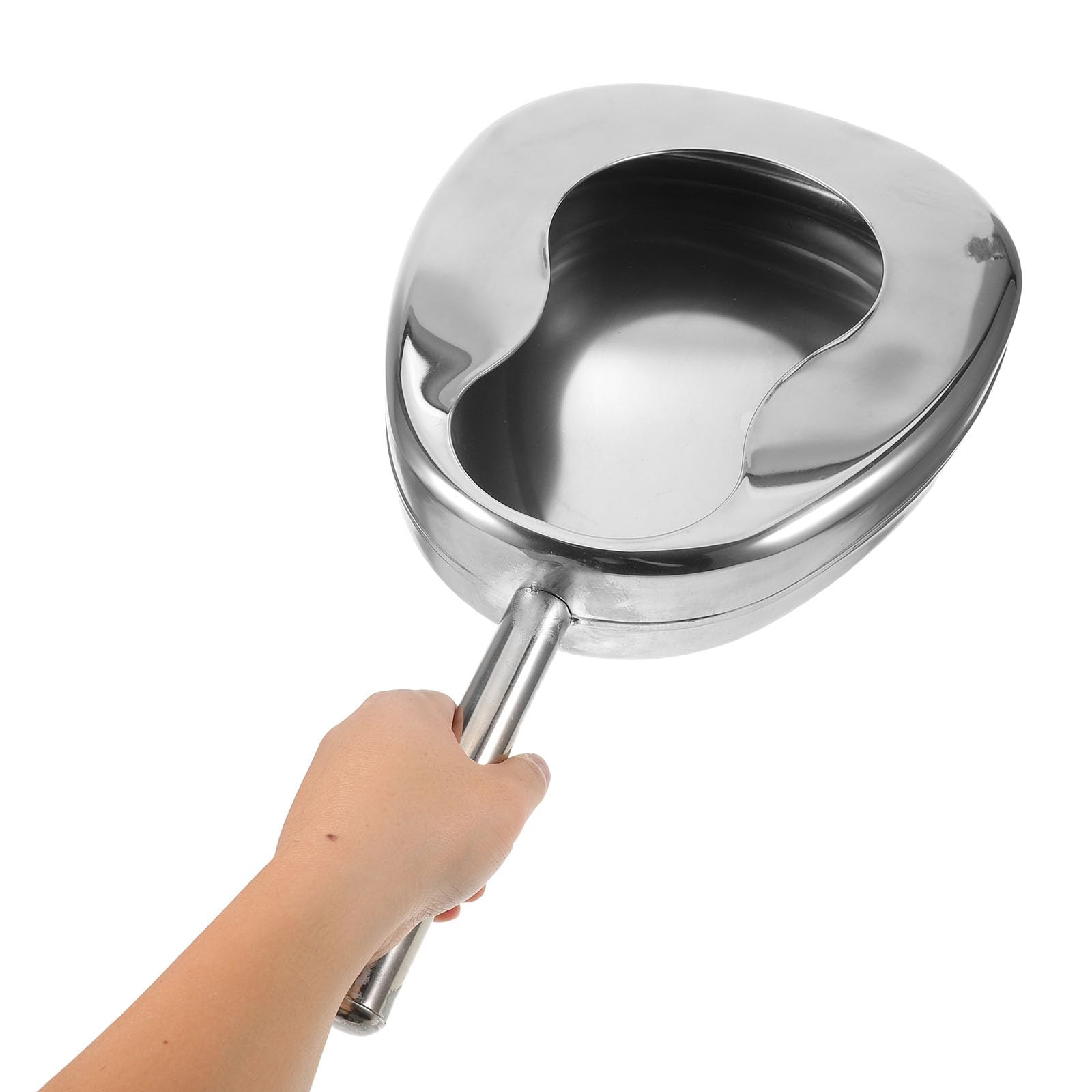 Padella per Letto in Acciaio Inox Argento per Pazienti Allettati | Capacità Ampia, Design Occidentale Moderno, Portatile per Casa e Struttura Sanitaria