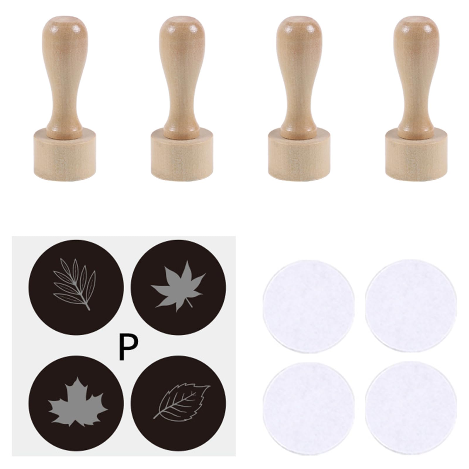 ZEPFJHE Of 4 Artistic Wooden Stamps for Creative Projects Featuring Ergonomic Handle and Customizable Designs Wooden Handle Stamps