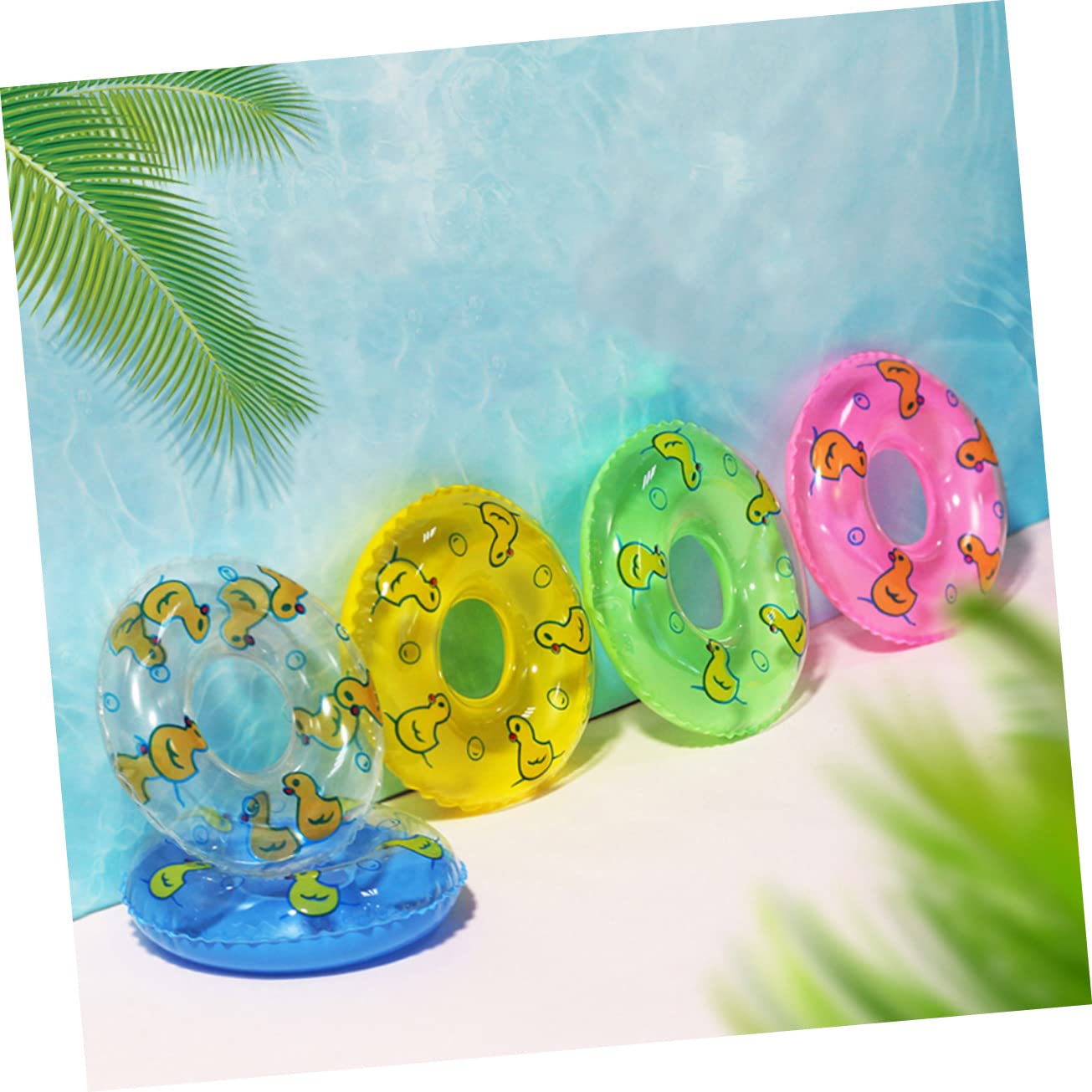 VANZACK 10pcs Mini Accessories Swimming Pool Pool Float Jumbo Inflatable Pool Floats Rings Cute Tiny Swim for Duckling Green