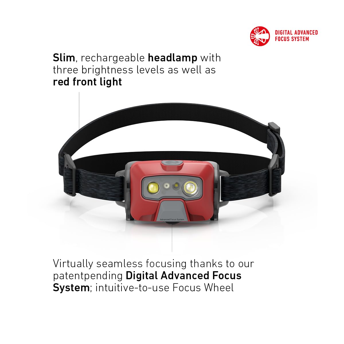 Ledlenser HF6R Linterna frontal recargable Core LED | Lámpara LED de 800 lúmenes | Impermeable para aventuras con luz roja | IP68