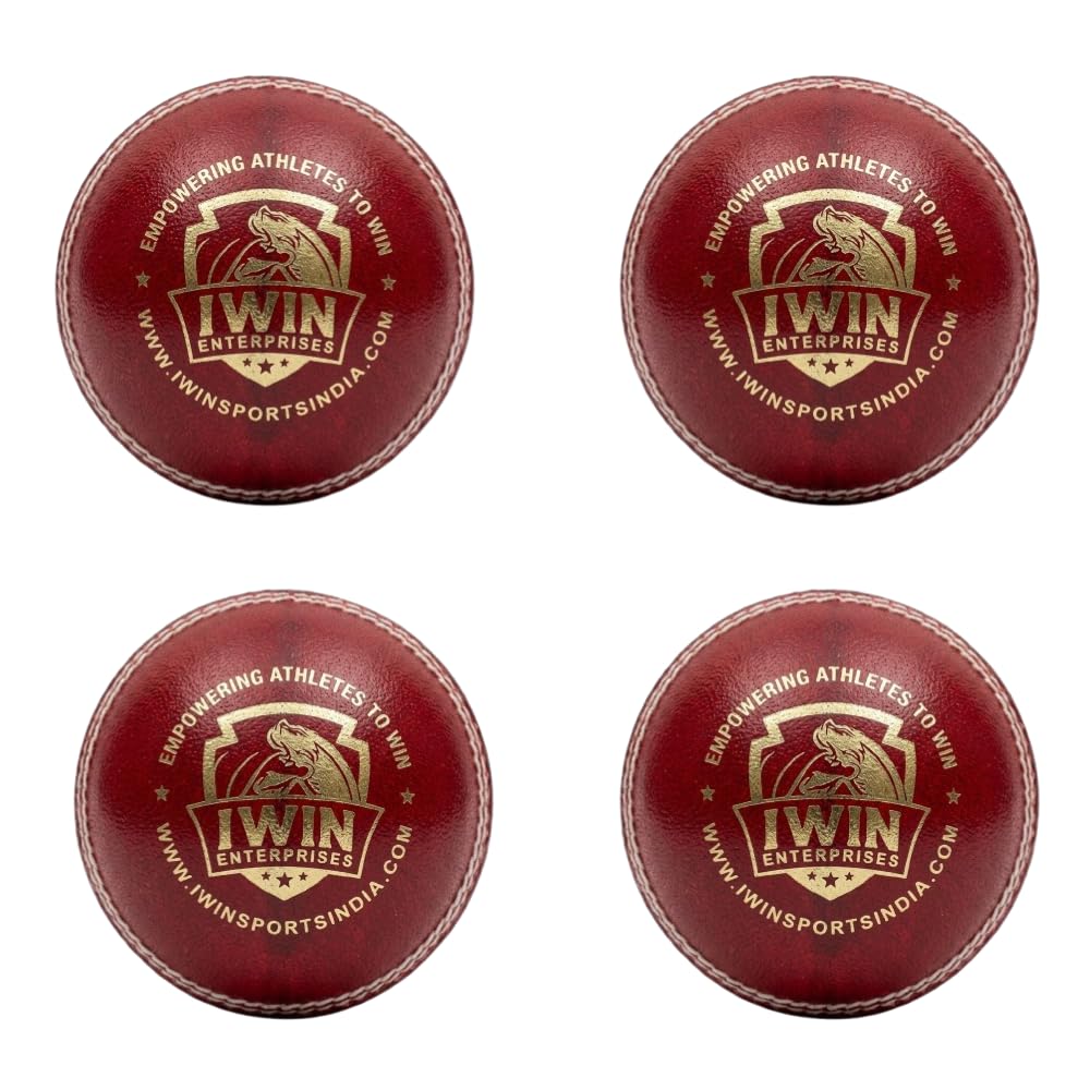 Cricket Leather Ball Hand-Stitched | Genuine Leather | Premium Finish | High Abrasion Resistance | ICC Standard Weight 156g Match & Training Red | Pack of 4-image-7