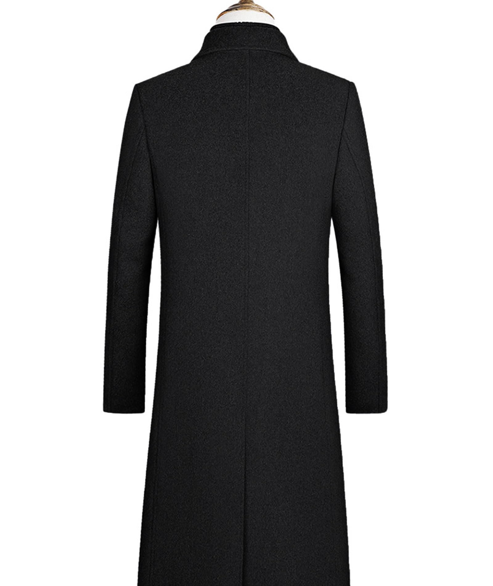 ECDAHICC Wintermantel Herren Lang Wolle Mantel Slim Fit Zweireihig Revers Herrenmantel Business Baumwolle Mantel Wollmantel