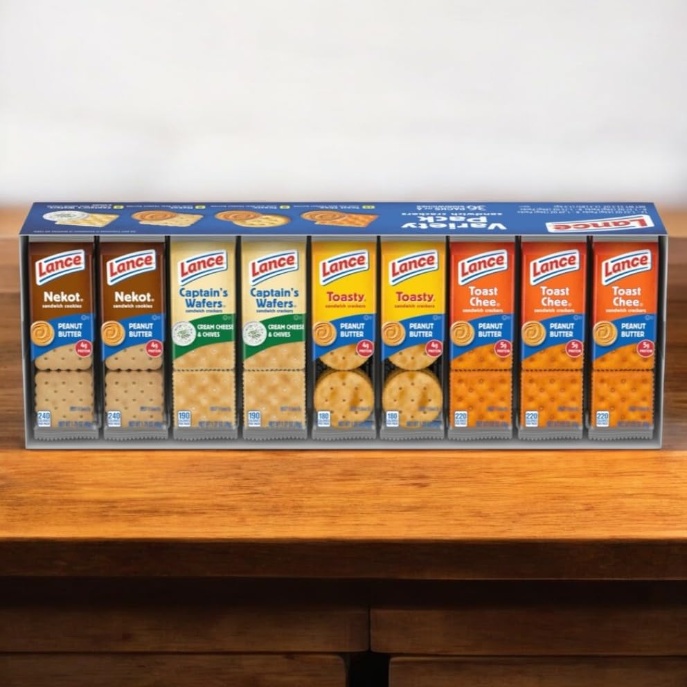 Lance Snack Kit – 36 Individual Packs of Crispy Filled Crackers for Travel, School & Work