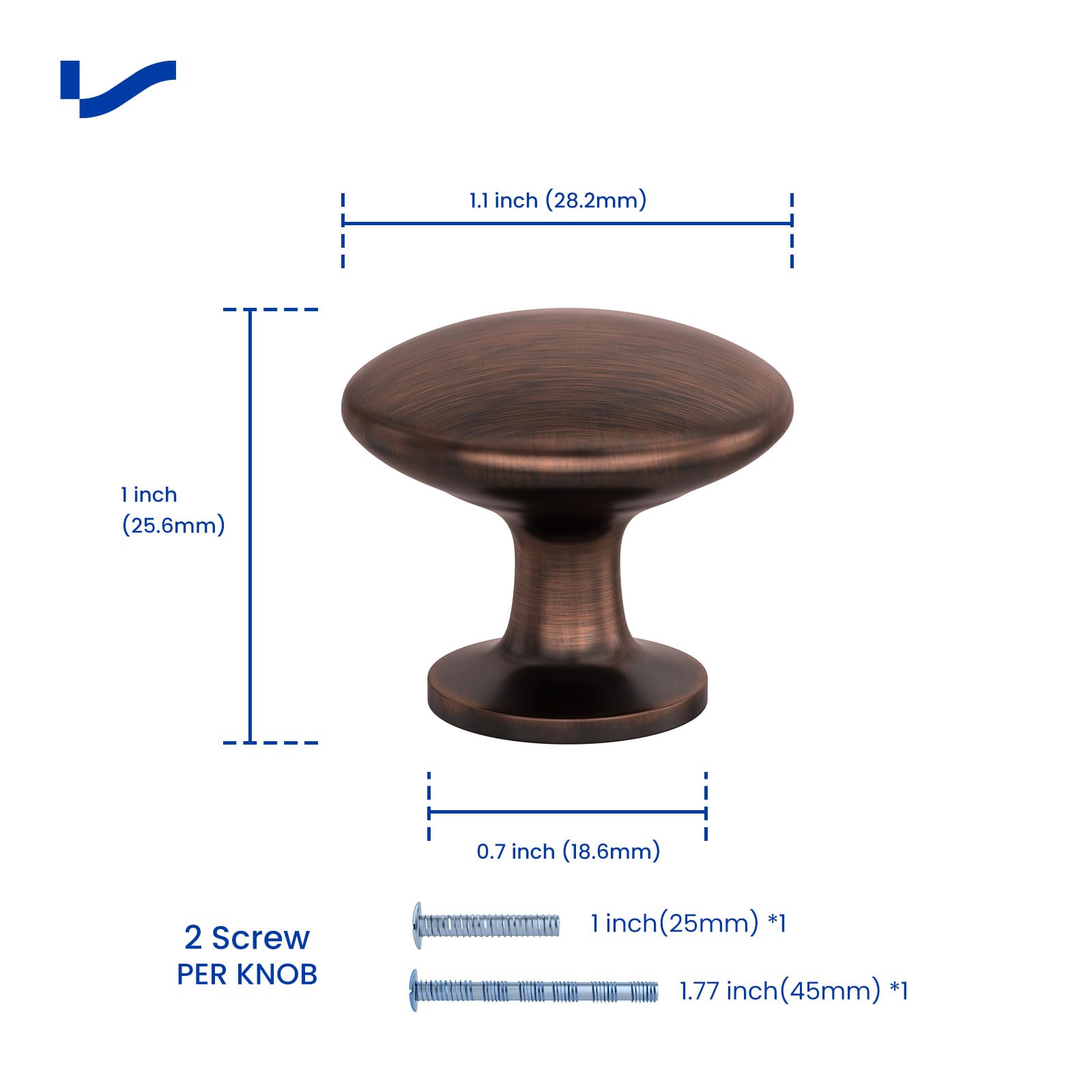 LONTAN 20 Pomos de Bronce Frotados Con Aceite para Muebles - Modernos para Cocina, Cajones, Puertas, Dormitorio y Baño