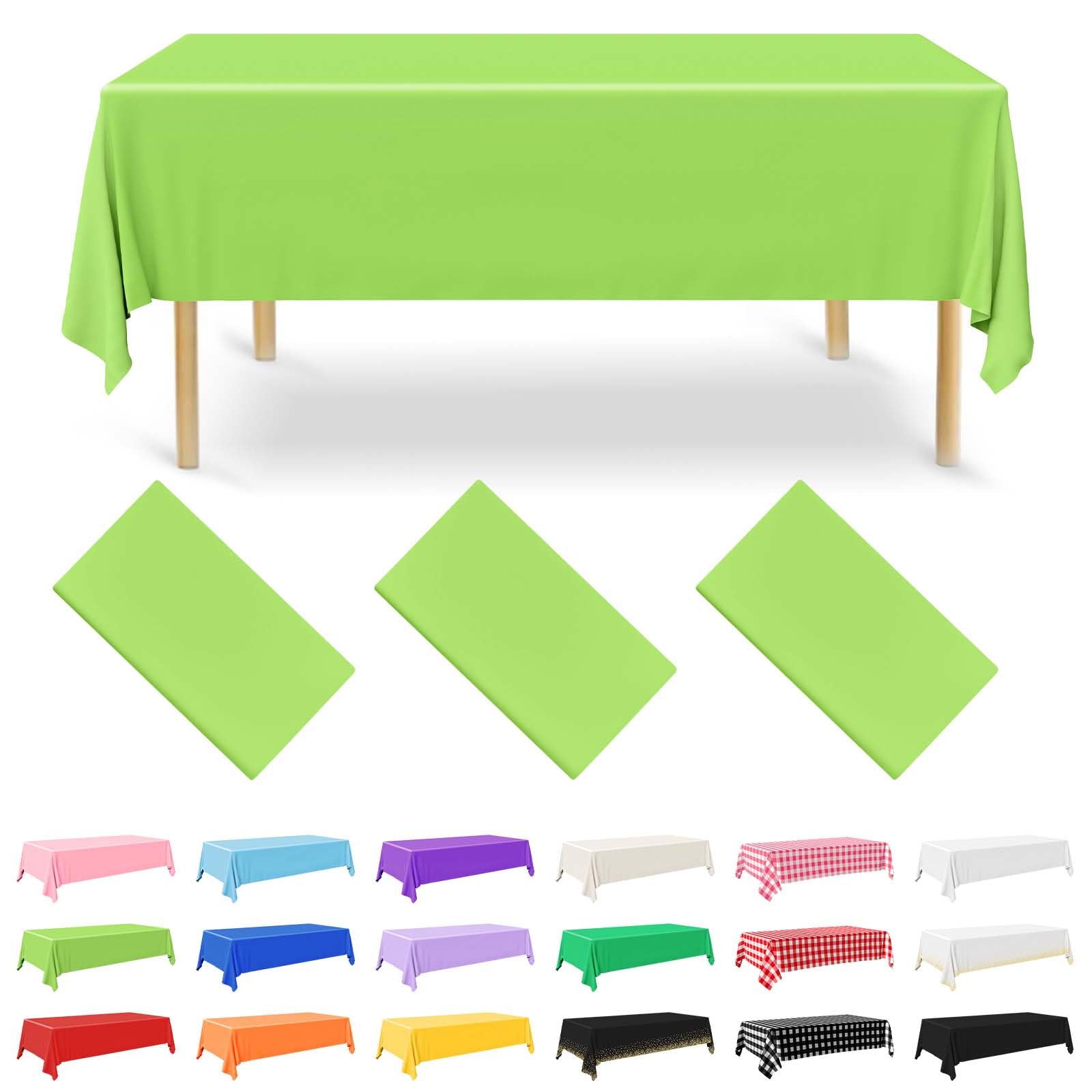 NACHLYNN 3 Pack Disposable Plastic Tablecloths 137 x 274 cm Sage Green Rectangle Table Cover for Holiday Party Engagement Weddings Baptism Birthday Decoration