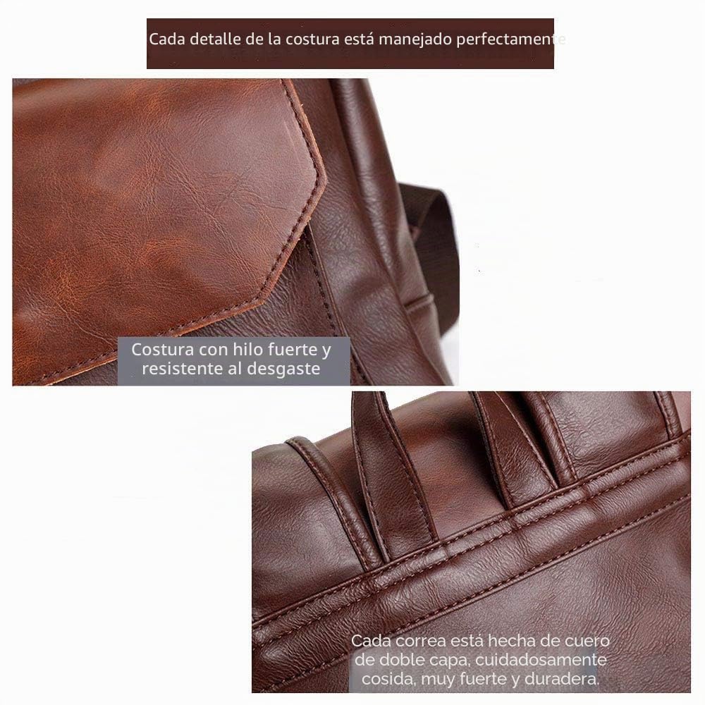 Mochila de cuero vintage casual para hombres y mujeres, bolsa para laptop, bolsas unisex estilo clásico