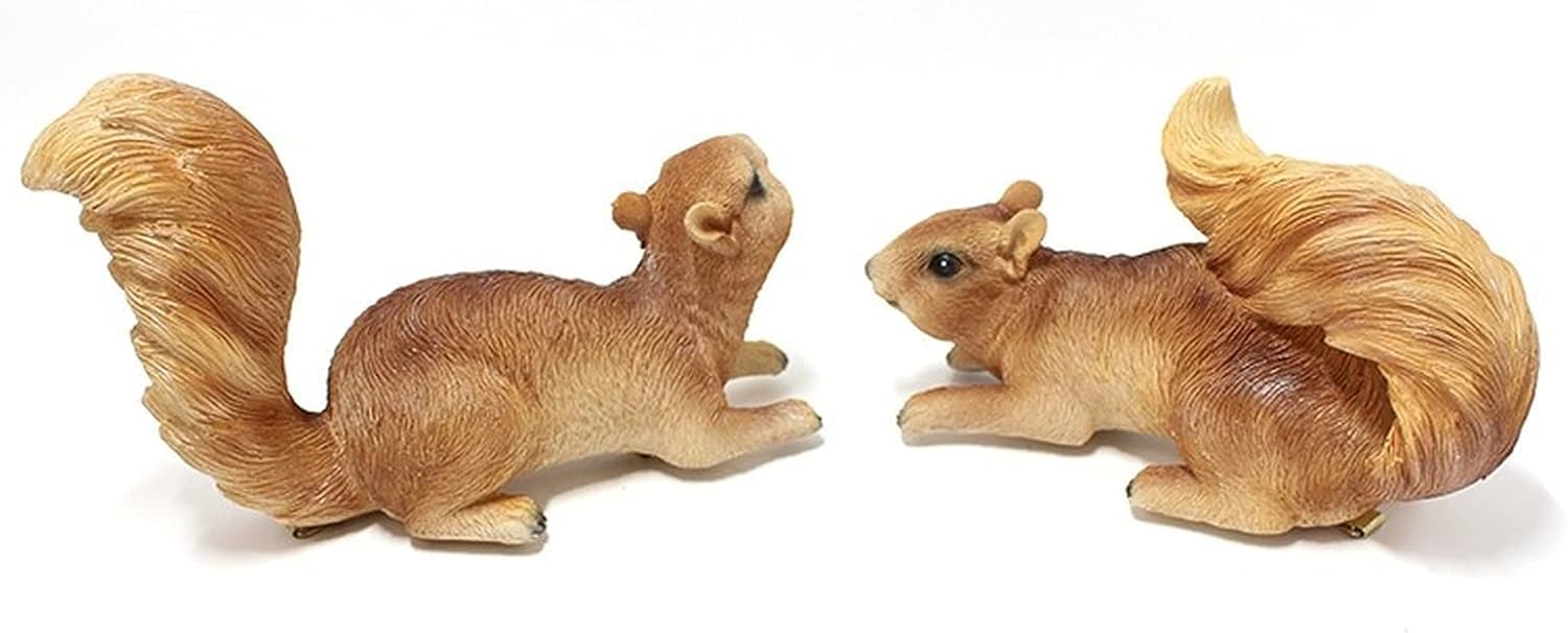 2pcs Garden Squirrel Statue, Squirrel Figurine Statues Creative Decoration Resin Sculpture Decorations for Outdoor Yard Patio Lawn Figurines Landscape Decor